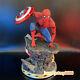14 Captain America Spider-Man Figure Model Statue Resin Three Head Carving Gift