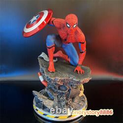 14 Captain America Spider-Man Figure Model Statue Resin Three Head Carving Gift