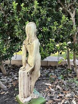 1971 VTG Nude Women Statue Sculpture Figure Art Garden Nice Signed 70s Hawaii