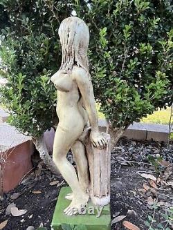 1971 VTG Nude Women Statue Sculpture Figure Art Garden Nice Signed 70s Hawaii