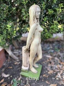 1971 VTG Nude Women Statue Sculpture Figure Art Garden Nice Signed 70s Hawaii
