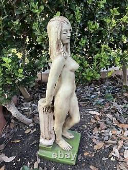 1971 VTG Nude Women Statue Sculpture Figure Art Garden Nice Signed 70s Hawaii