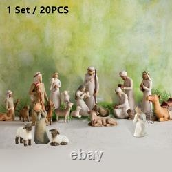 20Pcs Willow Tree Nativity Figures Set Statue Hand Painted Decor Christmas Gift