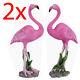 2 X Flamingo Figure Wild Bird Decoration Office Animal Polyresin Statue 22cm New