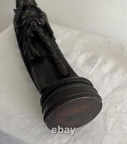 2 stunning old vintage Chinese Emperor & Empress tall Resin carved figures
