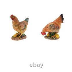 2x Animals Shape Chicken Miniature Figure Lifelike Resin Chicken Model Decor