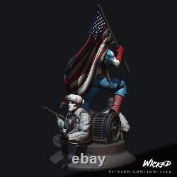 3D Print-Capt America World War ll-Grey Or Painted-Custom Resin Statue-DC Marvel