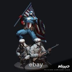 3D Print-Capt America World War ll-Grey Or Painted-Custom Resin Statue-DC Marvel