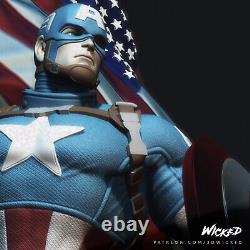 3D Print-Capt America World War ll-Grey Or Painted-Custom Resin Statue-DC Marvel