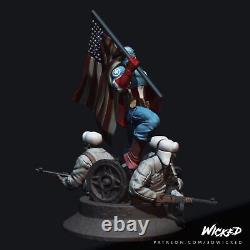 3D Print-Capt America World War ll-Grey Or Painted-Custom Resin Statue-DC Marvel
