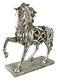 51cm Horse Stallion Mare Hollow Statue Figure Silver Grey Polystone Resin