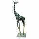 91cm Giraffe Statue Silver Electroplated Resin Zoo Animal Figure Prop Display
