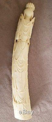 ANTIQUE VINTAGE Huge Carved CHINESE Figure Ivory Color