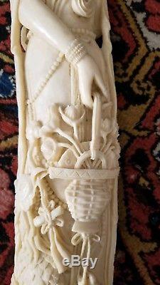 ANTIQUE VINTAGE Huge Carved CHINESE Figure Ivory Color