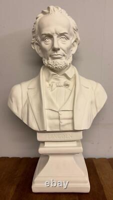 Abraham Lincoln Bust USA President White Colour Statue Figure Sculpture 45cm