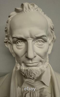 Abraham Lincoln Bust USA President White Colour Statue Figure Sculpture 45cm