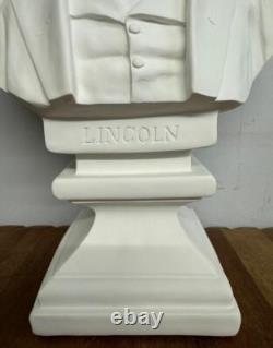 Abraham Lincoln Bust USA President White Colour Statue Figure Sculpture 45cm