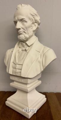 Abraham Lincoln Bust USA President White Colour Statue Figure Sculpture 45cm