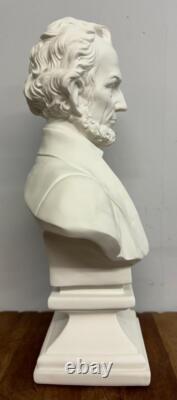 Abraham Lincoln Bust USA President White Colour Statue Figure Sculpture 45cm