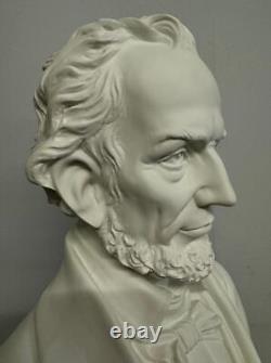 Abraham Lincoln Bust USA President White Colour Statue Figure Sculpture 45cm