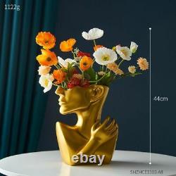 Abstract Human Head Figure Statue Flowers Vase Nordic Home Sculpture Resin Pot