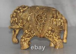 Antique Resin Long Trunk Elephant Figure /Statue Hand Carved Old Original 5836