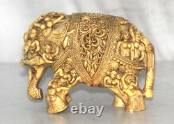 Antique Resin Long Trunk Elephant Figure /Statue Hand Carved Old Original Décor