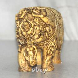 Antique Resin Long Trunk Elephant Figure /Statue Hand Carved Old Original Décor