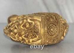 Antique Resin Long Trunk Elephant Figure /Statue Hand Carved Old Original Décor