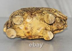 Antique Resin Long Trunk Elephant Figure /Statue Hand Carved Old Original Décor