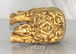Antique Resin Long Trunk Elephant Figure /Statue Hand Carved Old Original Décor