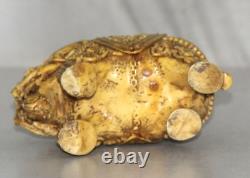 Antique Resin Long Trunk Elephant Figure /Statue Hand Carved Old Original Décor