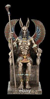 Anubis Figure Sitting On Throne Egyptian God Veronese Statue Bronze Decor