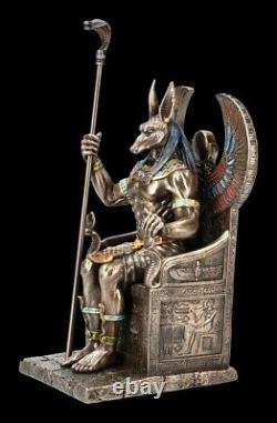 Anubis Figure Sitting On Throne Egyptian God Veronese Statue Bronze Decor