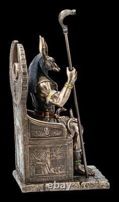 Anubis Figure Sitting On Throne Egyptian God Veronese Statue Bronze Decor