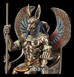 Anubis Figure Sitting On Throne Egyptian God Veronese Statue Bronze Decor