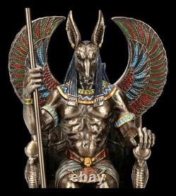 Anubis Figure Sitting On Throne Egyptian God Veronese Statue Bronze Decor