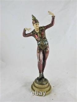 Art Deco Cold Painted Spelter Figure Of A Jester, C1930's, Resin Head & Hands