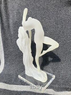 Art Deco style Frosted Resin Statue Figure of A Nude Woman signed