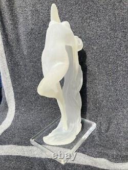 Art Deco style Frosted Resin Statue Figure of A Nude Woman signed