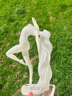 Art Deco style Frosted Resin Statue Figure of A Nude Woman signed