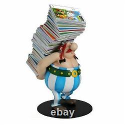 Asterix & Obelix With Books Stack Synthetic Resin Figure Statue Plastoy ca. 24cm