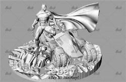 Batman Batmobile Unpainted Resin Kits White Model GK Statue 3D Print 30cm