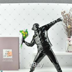 Black BANKSY FLOWER BOMBER Brandalism Ceramics Art Statue Figure Model Toy