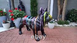 Black Drip Painted Fibreglass / Resin Large French Bulldog Statue / Figure