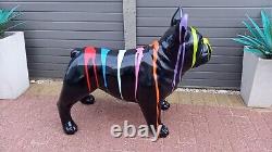 Black Drip Painted Fibreglass / Resin Large French Bulldog Statue / Figure