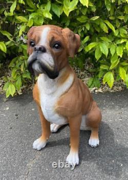 Boxer dog resin figure realistic sculpture dog lover garden statue pet