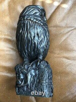 Brian Elton Figure Owl Statue Cast Bronze Resin H 23cm/9 Limited Edition RARE