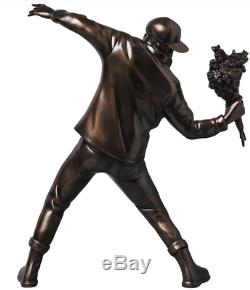 Bronze BANKSY FLOWER BOMBER Brandalism Ceramics Art Statue Figure Model Toy 14in