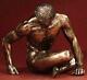 Bronze Effect Nude Male Sculpture Naked Man Statue Human Form Figure